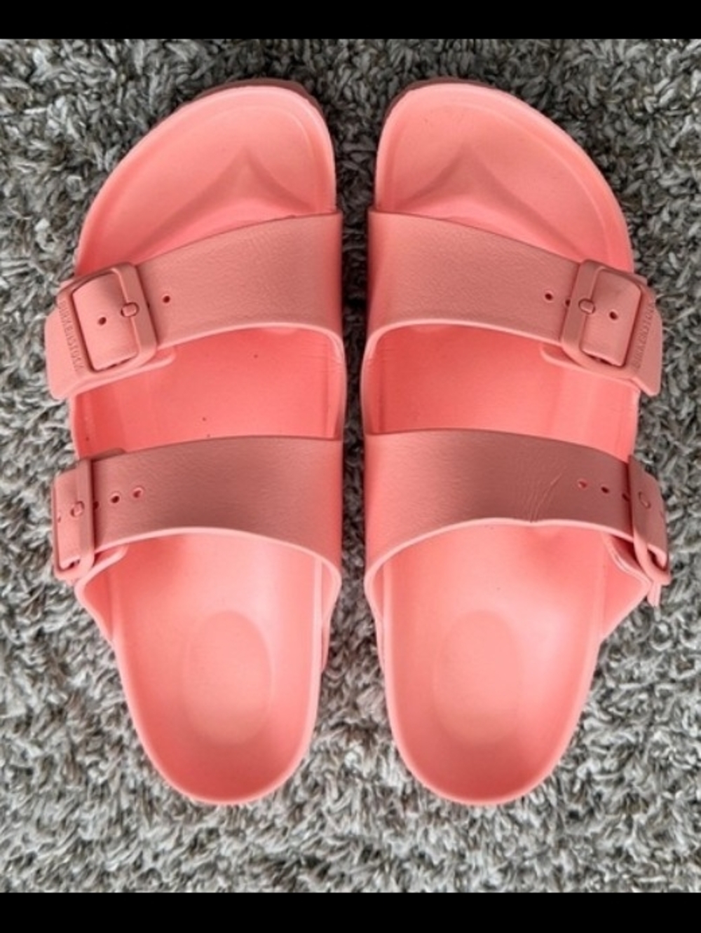 Coral Pink Double Strap Slide Sandals